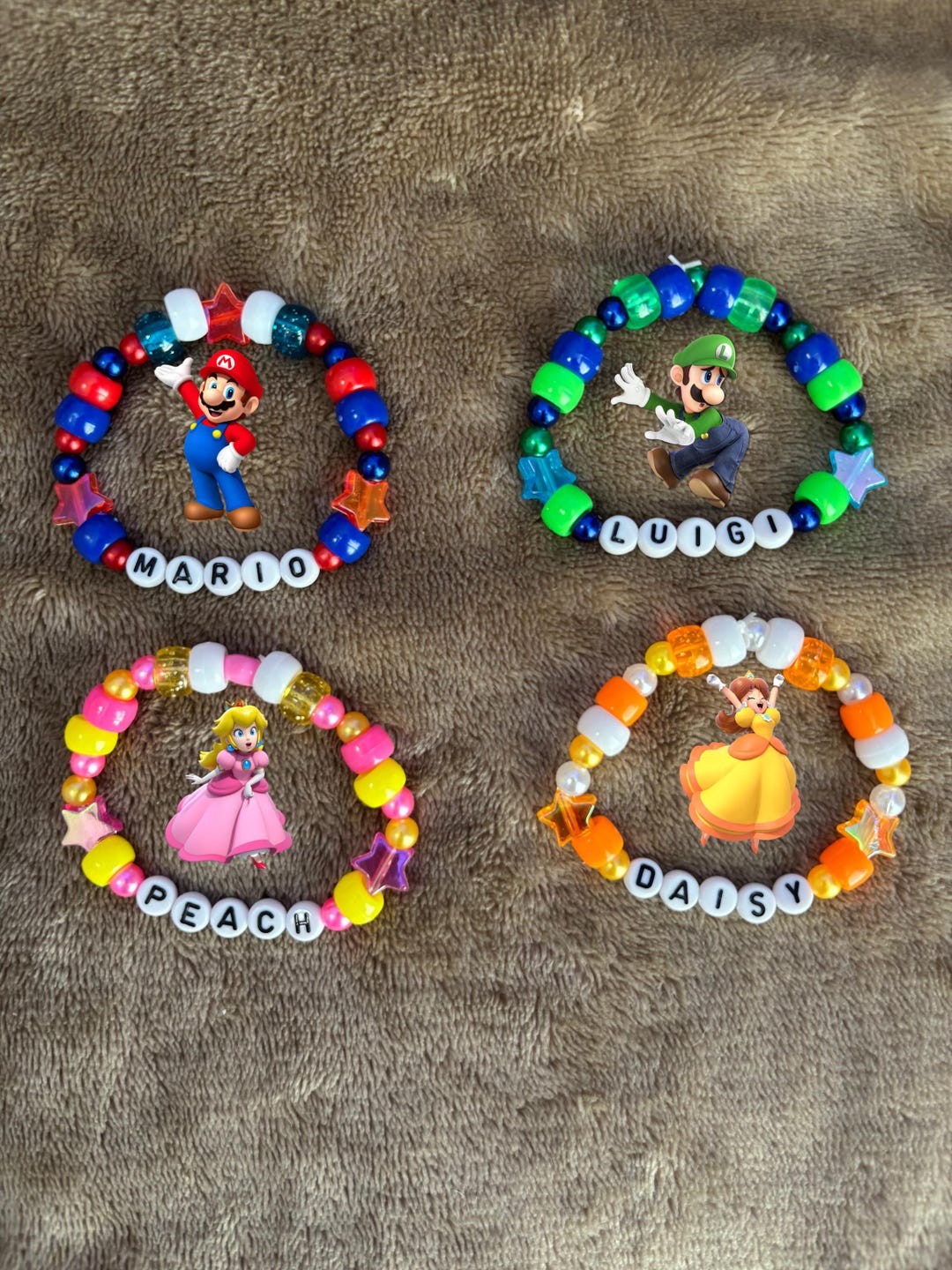 Luigi Rave Mario Beaded Kandi Bracelets Princess Peach Princess Daisy Luigi Rave ...