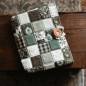 Patchwork Quilted Bow Bible Sleeve & Bookmark | Bible Cover Book Cover Gift For Mom Gift For Wife Gift For Student Custom Bible Pouch