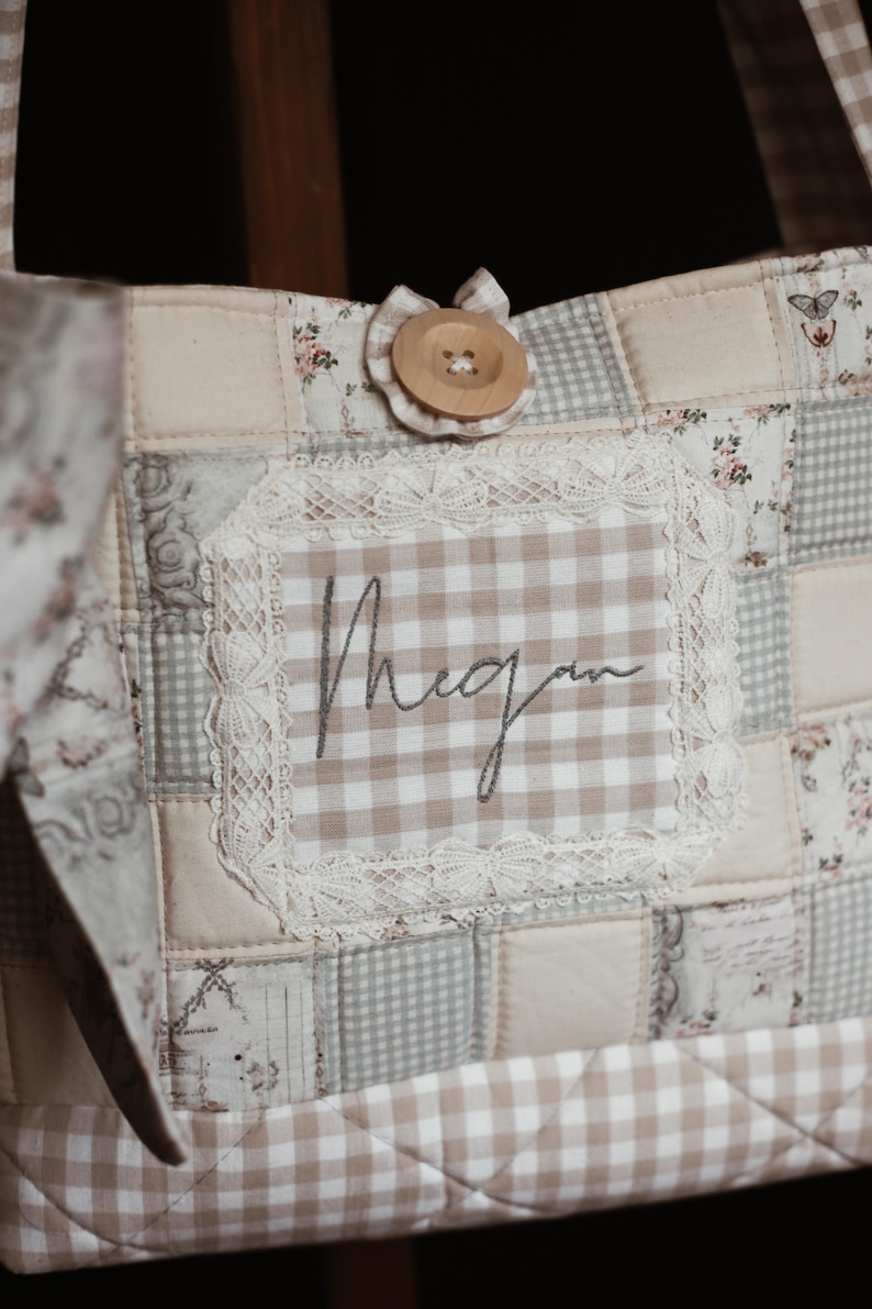 quilted tote bag | Bible or book bag| devotional bag| gifts for mom| diaper bag| Gifts for her| personalized bag| embroidered bag image 7
