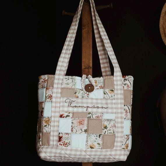 quilted tote bag |   Bible or book bag| devotional bag| gifts for mom| diaper bag| Gifts for her| personalized bag| embroidered bag