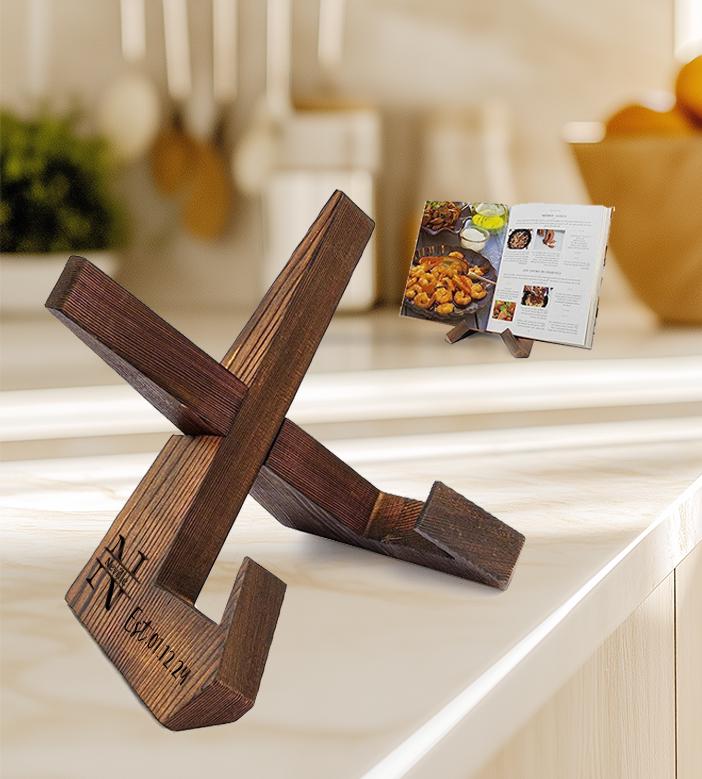 Faltbarer Buchständer Aus Gummiholz - Praktischer Leseständer Für Küche & Büro