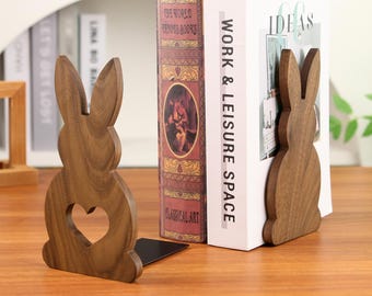 Muttertag individuell gravierte Hasen-Holzbuchstütze-Handmade minimalistisches Design, Vintage Decor, personalisiertes Geschenk für Buchliebhaber, Housewarming