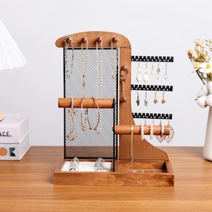 Valentines Day Gift Jewelry Stand For Girls,  Free Standing Earring Stand, Ring Organizer Holder Gift，Jewelry Stand Wood and Bracelet Stand
