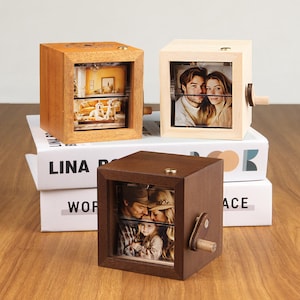 Álbum de fotos personalizado Flipbook Box / Marco de madera con luz nocturna / Recuerdo / Caja de regalo romántica / Regalo de aniversario para ella