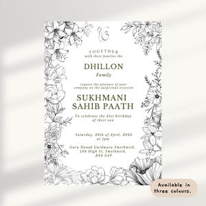 Sukhmani Sahib Paath Digital Invitation Card, Personalised Sikh Digital Invitation, Sikh Religious Invitation, Gurdwara Paath Invite, Canva