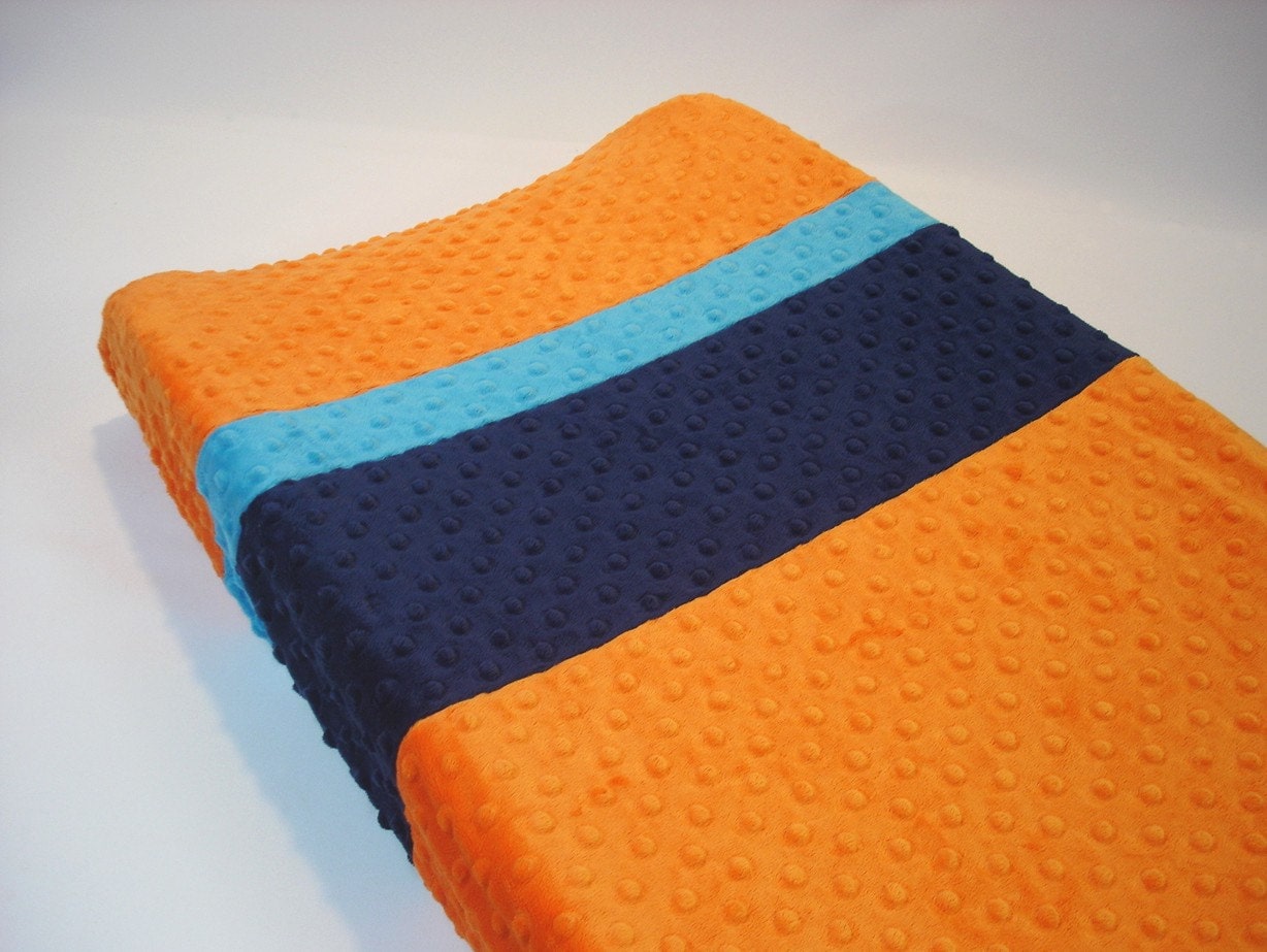 Orange Changing Pad Cover with Stripes