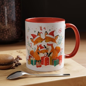 Cute Fox Christmas Mug, Christmas Animal Mug, Cozy Christmas, Cute Animal Cup, Festive Holiday Drinkware for Coffee, Tea, & Hot Coco