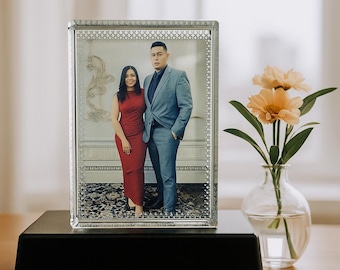 Personalized 3D Crystal Photo Block – Custom Engraved Glass Gift with QR Code | Birthday, Wedding, or Anniversary Keepsake