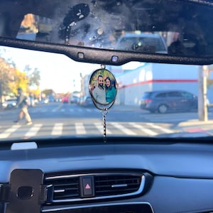 Angel Wings Car Charm – Custom Photo Memorial Ornament for Rearview Mirror