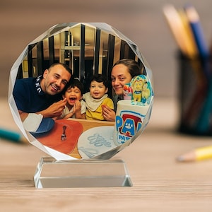 Personalized 3D Crystal Photo Plaque – Custom Laser Engraved Glass Block for Wedding, Anniversary, Memorial, Pet Gift