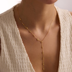 Collar con nombre personalizado / Collar en Y personalizado / Joyería delicada con nombre / Collar con iniciales para mujer / Regalo único para ella