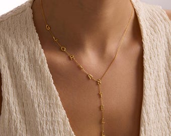 Custom Sterling Silver Lariat Name Necklace: Personalized Y Drop Jewelry