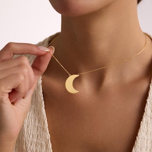 Dainty Crescent Moon Necklace: Sterling Silver, Gold, or Rose Gold