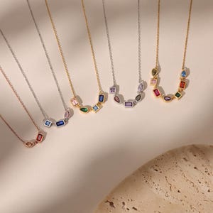 Personalisierte Sterling Silber Multi-Geburtsstein Halskette: Personalisierter Familien Schmuck