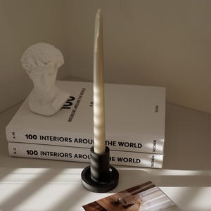 Handmade minimalist candle holder, Simple modern candle stand, Sleek candle holder, Neutral aesthetic modern home decor & gift, Choose color