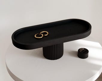 Handmade pedestal tray, Minimalist display stand for jewelry, Pedestal stand, Modern jewelry dish, Contemporary trinket tray