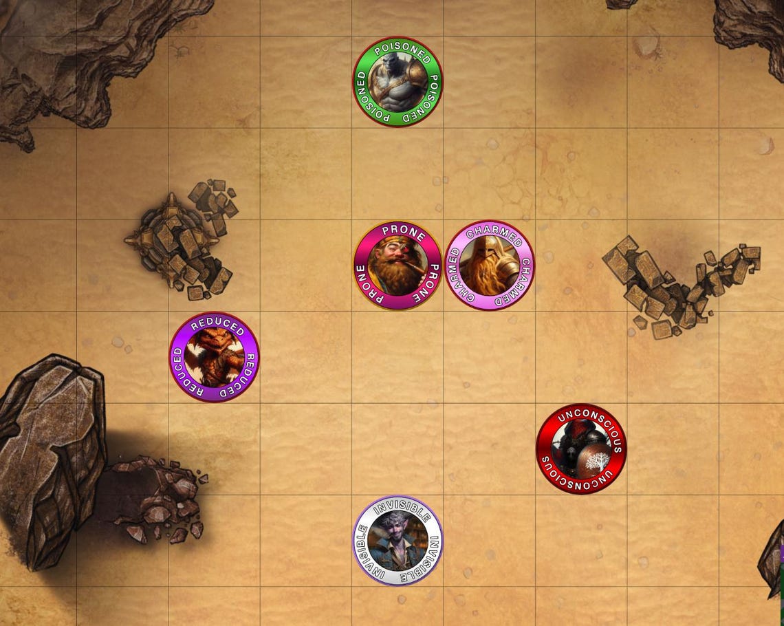 RPG & VTT Status Ring Tokens for Ttrpgs, Digital Downloadable Dnd ...