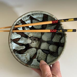 Pottery Ramen Bowl; Handmade Bowl; Bowl with Chopsticks