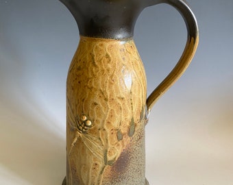 Pottery Pitcher; Handmade Vase; Dragonfly Pitcher