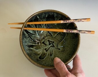 Pottery Ramen Bowl; Handmade Pho Bowl; Bowl with Chopsticks