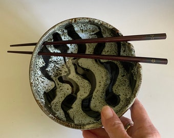 Pottery Ramen Bowl; Handmade Bowl with Chopsticks; Pho Bowl