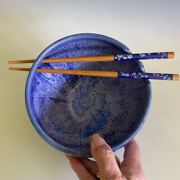 Pottery Ramen Bowl; Handmade Rice Bowl; Bowl with Chopsticks