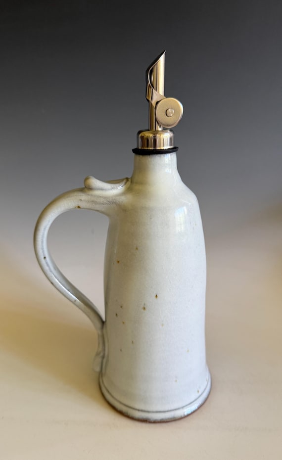Handmade Stoneware Oil Cruet: Pottery EVOO Server