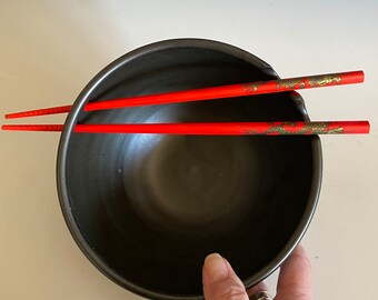Pottery Ramen Bowl; Handmade Bowl with Chopsticks