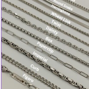 Collier chaîne en argent étanche : Figaro, corde, gourmette et plus