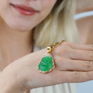 Buddha Halskette, Jade Buddha Halskette, Muttertagsgeschenk, Buddha Anhänger, wasserdichte Halskette, Geschenk für sie, Geschenk für ihn