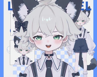 Live2d model: Silver Kitten Boy –Vtuber Model FULLY RIGGED - Ready to use!