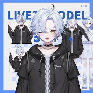 Live2d model: White hair angel boy DLC | Vtuber Model | FULLY RIGGED | Ready to use!