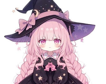 Modelo Live2d: pequeña bruja rosa – Modelo Vtuber ¡TOTALMENTE EQUIPADO - Listo para usar!