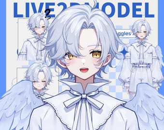 Live2d model: White hair angel boy –Vtuber Model FULLY RIGGED - Ready to use!