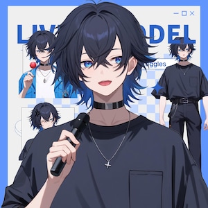Live2Dモデル：黒髪の少年 - Vtuberモデル完全リギング済み - すぐに使用可能！