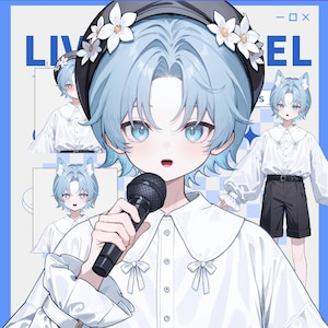 Live2d model: Bell Cat-eared School Boy – Vtuber Model FULLY RIGGED - Ready to use!