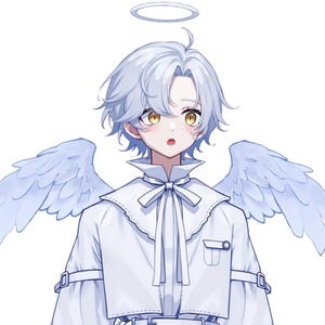 Live2d model: White hair angel boy –Vtuber Model FULLY RIGGED - Ready to use!