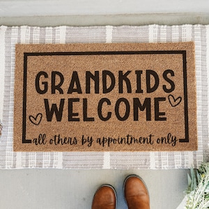 Grandkids Welcome Coir Doormat: Funny Personalized Grandparent Gift