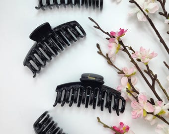 Lot de 4 - 11 cm - Griffes pour cheveux noirs finition brillante premium (N° : 07)