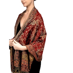 Vintage Pashmina Long Scarf Shawl Wrap with Tassels