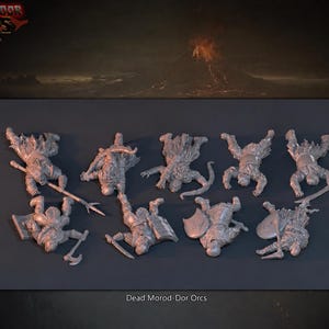 Morod-Dor Orcs-slachtoffersset | 28 mm Fantasy Wargaming-miniaturen |  Mordor-orks | RPG- en tafelproxymodellen | Dode orks