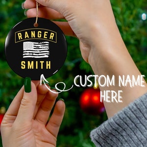 Personalized Army Ranger Ornament with name gift for Army veteran custom military Christmas ornament us army retired gift for veterans day
