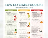 Low Glycemic Foods List - Low Glycemic Index Food Chart - Low GI Meal Plan and Grocery List - Diabetic Food List for Healthy Diet - Verified