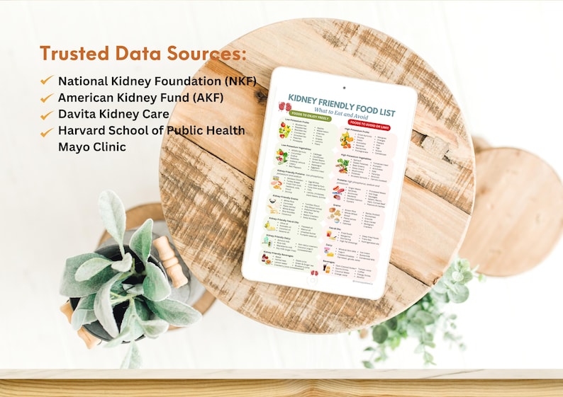 Kidney-Friendly Food List PDF: Renal diet guide with foods to eat & avoid, low potassium, low phosphorus options, tips for CKD meal planning, categorized fruits, vegetables, grains, proteins, dairy & more. Perfect for managing chronic kidney disease