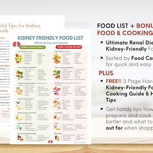 Kidney-Friendly Food List PDF: Renal diet guide with foods to eat & avoid, low potassium, low phosphorus options, tips for CKD meal planning, categorized fruits, vegetables, grains, proteins, dairy & more. Perfect for managing chronic kidney disease
