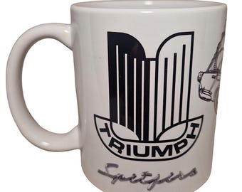 Classic Triumph Spitfire mug - A tribute to this classic car ideal gift for Husband, Boyfriend, Grandad. A great early car model tribute.