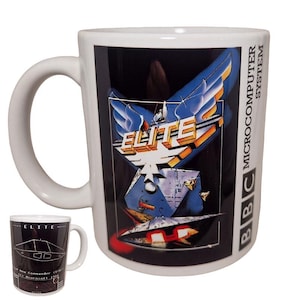 Elite for the BBC Micro mug - Retro computer game mug gift for a dad, father, grandfather.