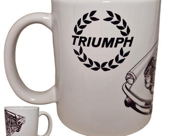 Triumph Spitfire Mark 4 Mug - A great tribute to this classic mk4 Spitfire, ideal as a gift for Husband, Boyfriend, Grandad. A great present
