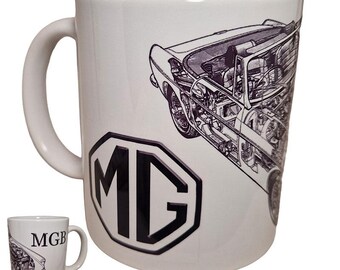MG MGB Classic Car Mug - A great tribute to this classic MGB, ideal as a gift for Husband, Boyfriend, Grandad. A great present