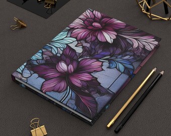 Floral Faux Stained Glass Journal, Hardcover Writing Diary